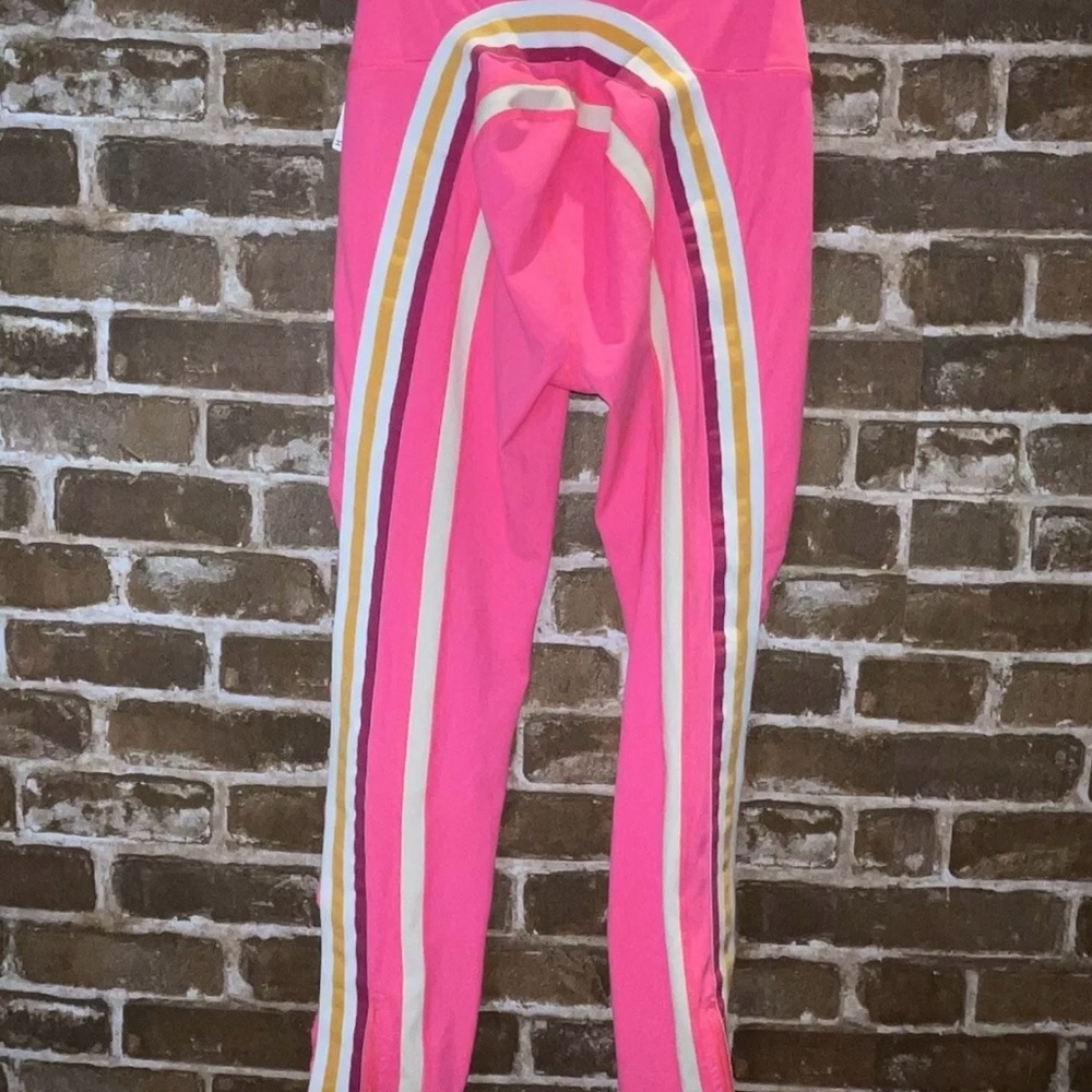 Free People Movement Pink Striped Women's Leggings - Picture 4 of 10